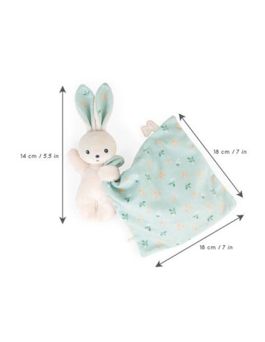 Doudou conejo con mantita verde Kaloo