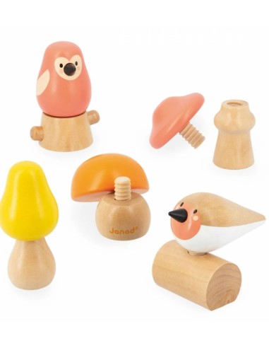 Juego motricidad Aves y Setas para enroscar