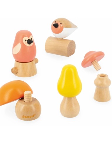 Juego motricidad Aves y Setas para enroscar